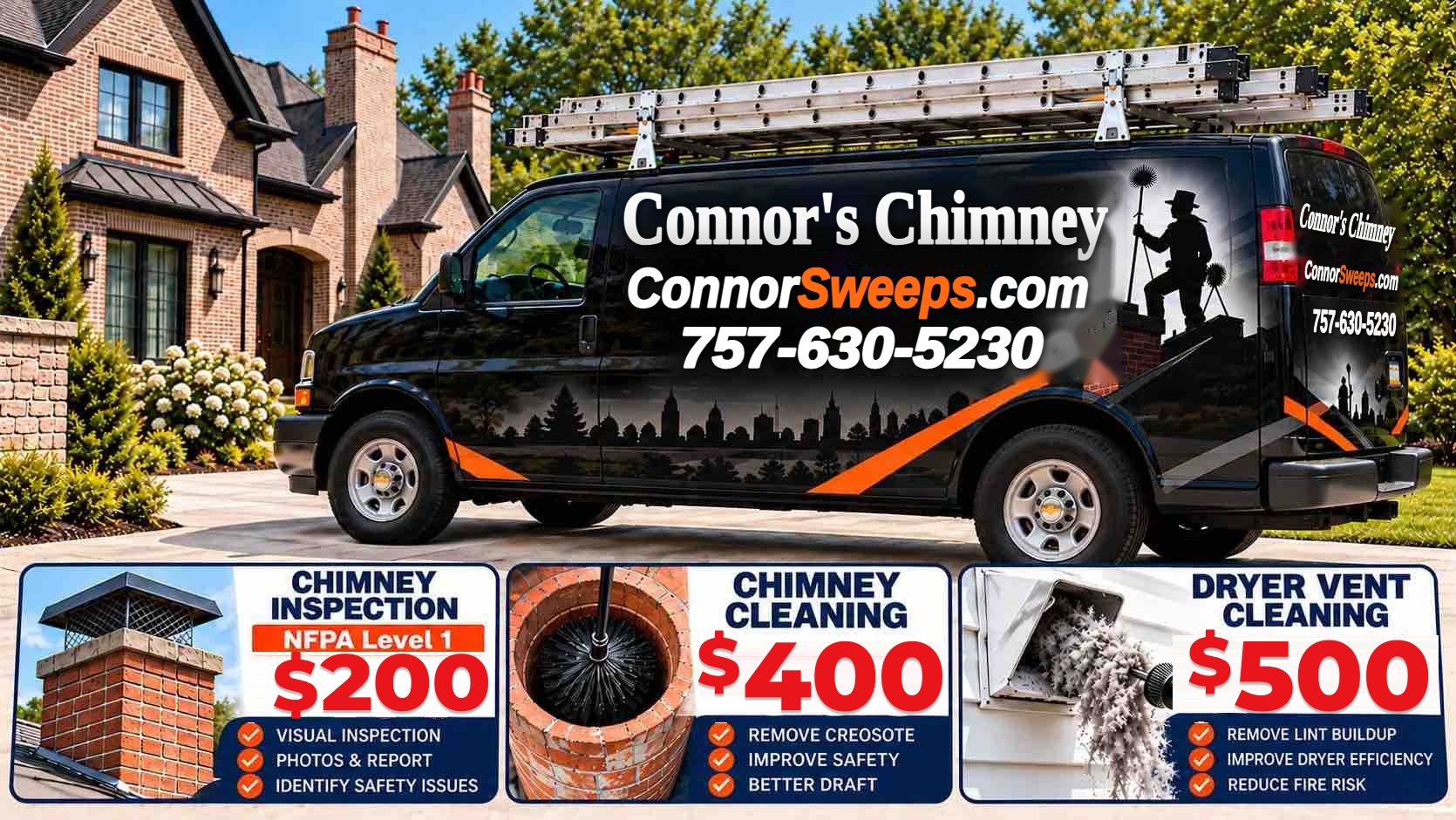 Connor's Chimney service van